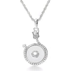 18mm Crystal Halo Snap Charm Necklace | Interchangeable Rhinestone Pendant Jewelry