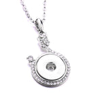 18mm Crystal Halo Snap Charm Necklace | Interchangeable Rhinestone Pendant Jewelry