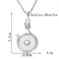 18mm Crystal Halo Snap Charm Necklace | Interchangeable Rhinestone Pendant Jewelry