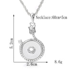 18mm Crystal Halo Snap Charm Necklace | Interchangeable Rhinestone Pendant Jewelry