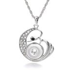18mm Swan Rhinestone Snap Charm Necklace | Interchangeable Elegant Pendant Jewelry