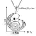 18mm Swan Rhinestone Snap Charm Necklace | Interchangeable Elegant Pendant Jewelry