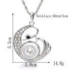 18mm Swan Rhinestone Snap Charm Necklace | Interchangeable Elegant Pendant Jewelry