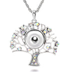 18mm Tree of Life Rhinestone Snap Charm Necklace | Interchangeable Symbol Pendant Jewelry