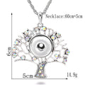 18mm Tree of Life Rhinestone Snap Charm Necklace | Interchangeable Symbol Pendant Jewelry
