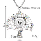 18mm Tree of Life Rhinestone Snap Charm Necklace | Interchangeable Symbol Pendant Jewelry