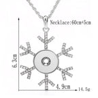 18mm Snowflake Rhinestone Snap Charm Necklace