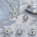 18mm Snowflake Rhinestone Snap Charm Necklace