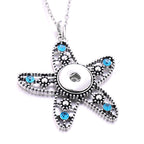 Hollow Rhinestone Starfish 18mm Snap charm Necklace