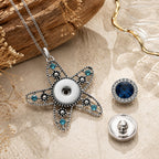 Hollow Rhinestone Starfish 18mm Snap charm Necklace