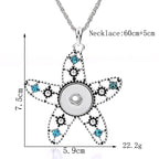 Hollow Rhinestone Starfish 18mm Snap charm Necklace