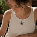 Hollow Rhinestone Starfish 18mm Snap charm Necklace