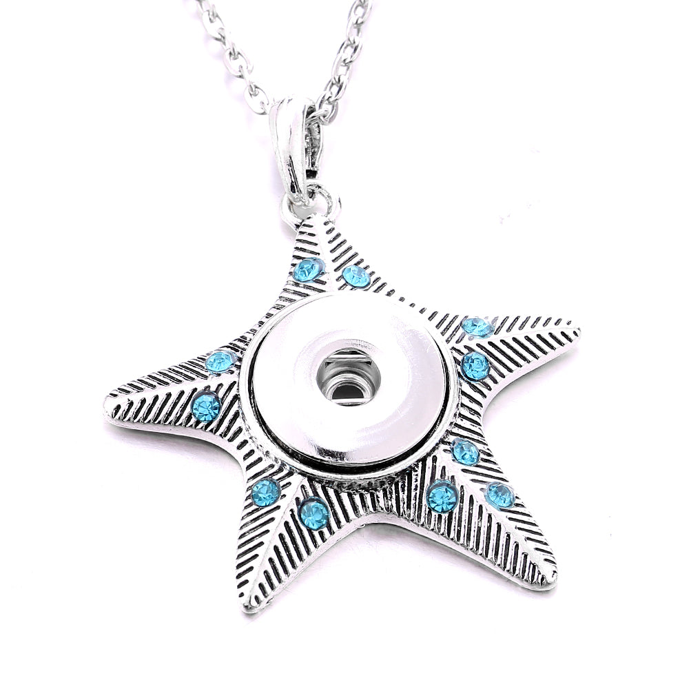 Textured Starfish 18mm Snap charm Necklace