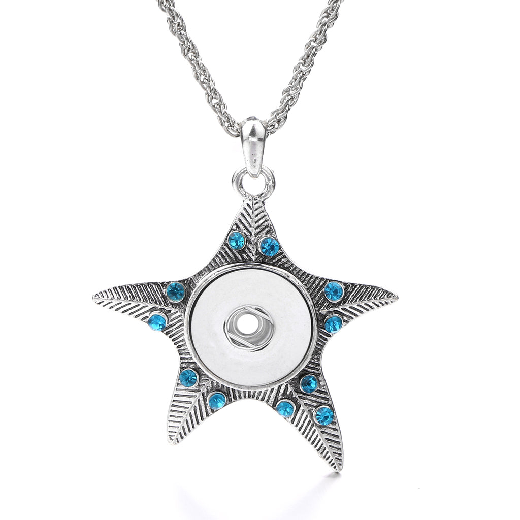 Textured Starfish 18mm Snap charm Necklace