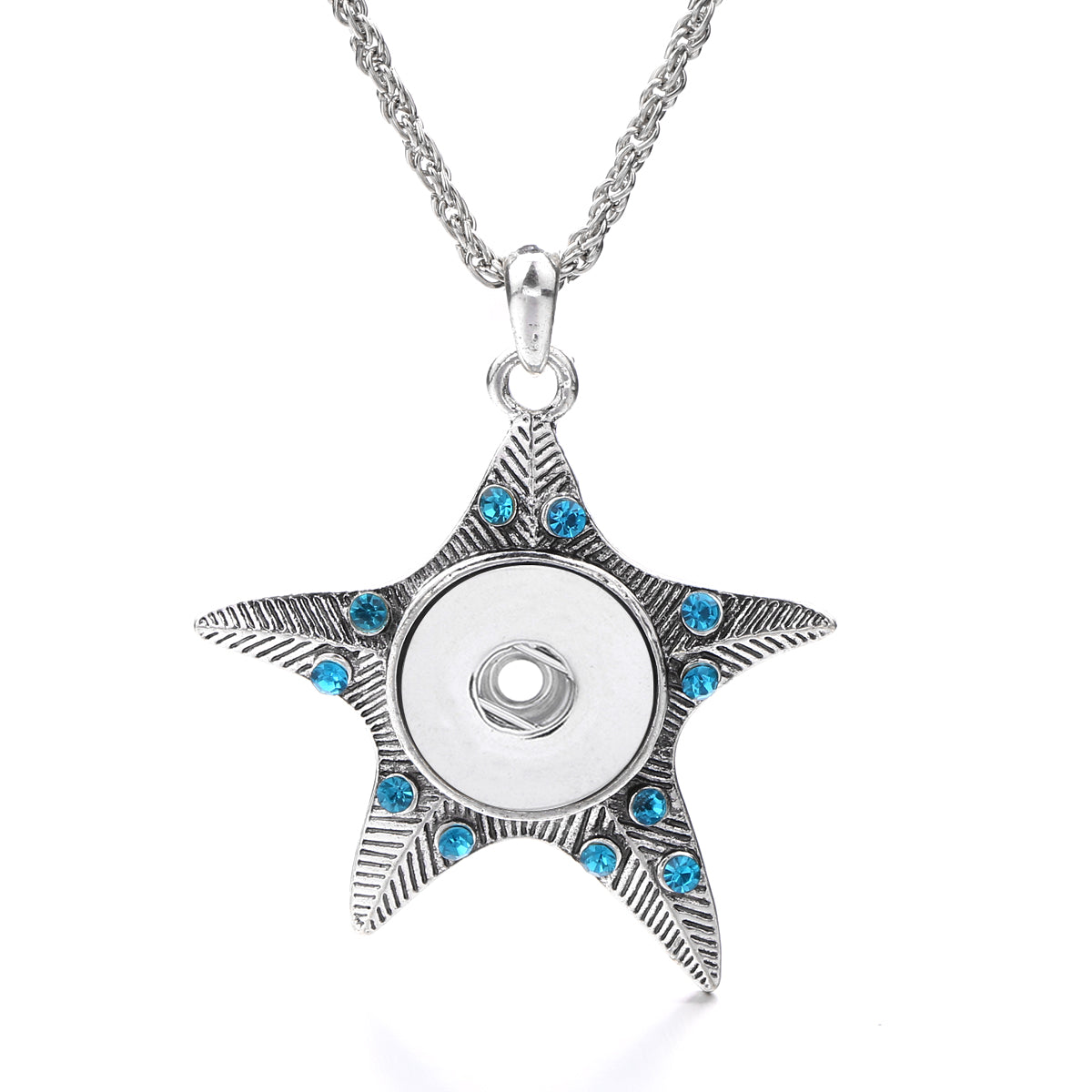 Textured Starfish 18mm Snap charm Necklace