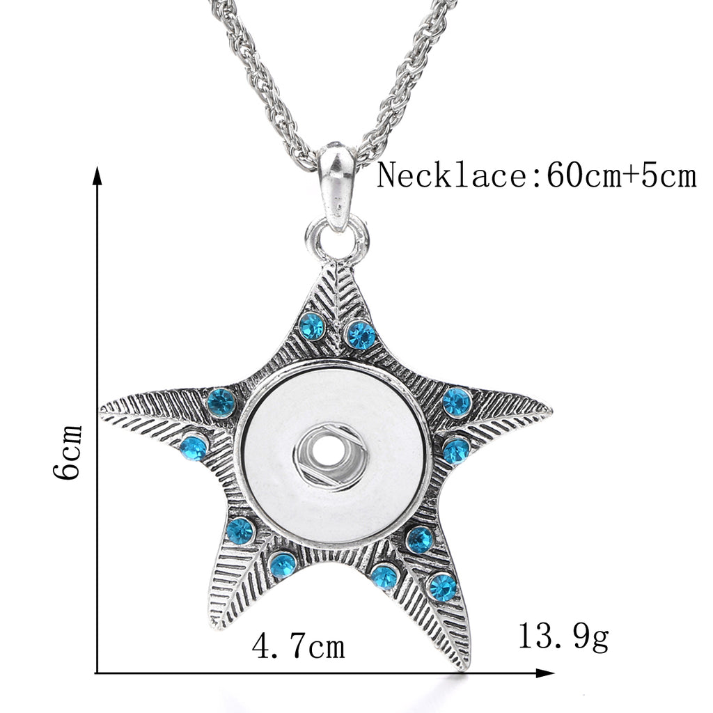 Textured Starfish 18mm Snap charm Necklace