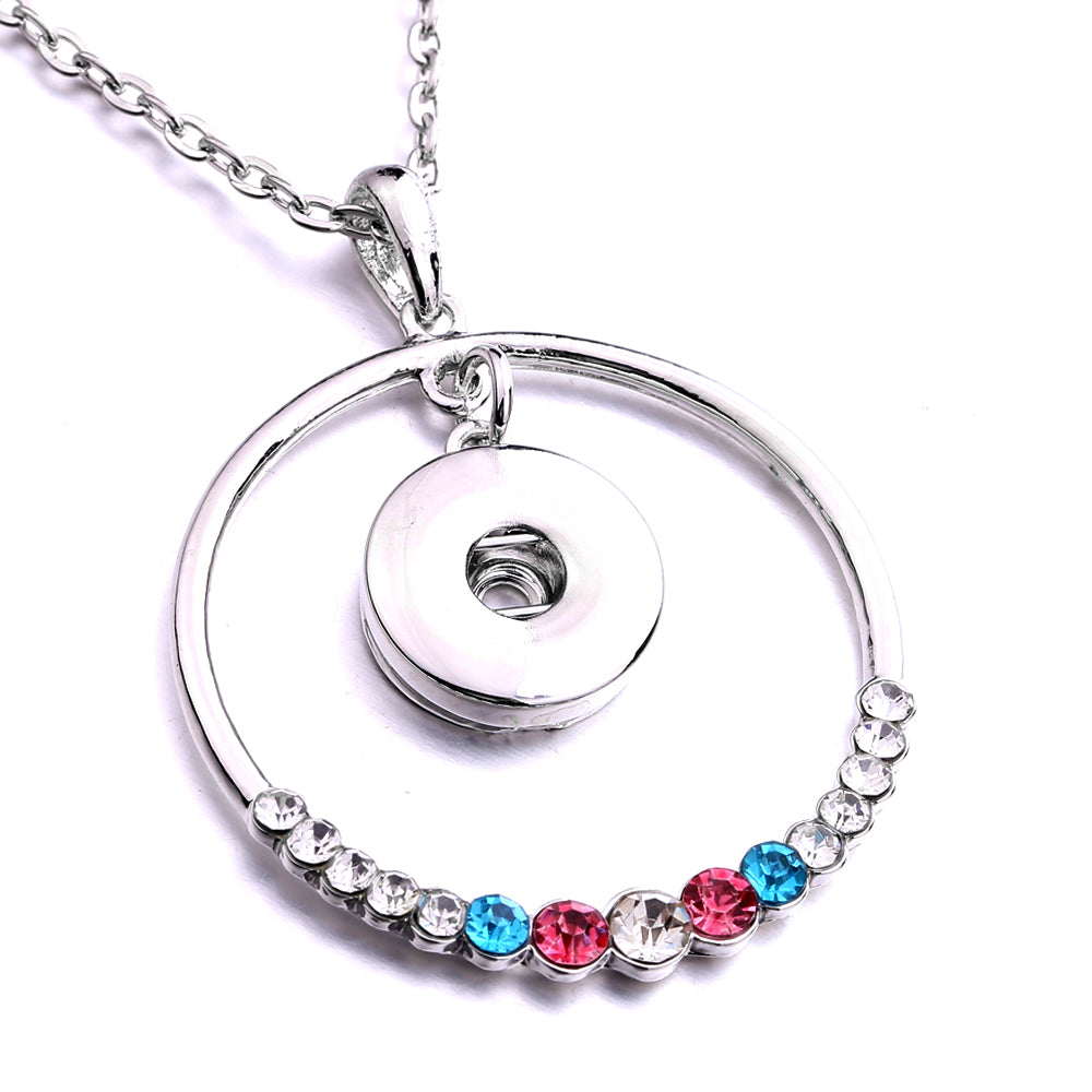 18mm Colorful Rhinestone Snap Charm Necklace