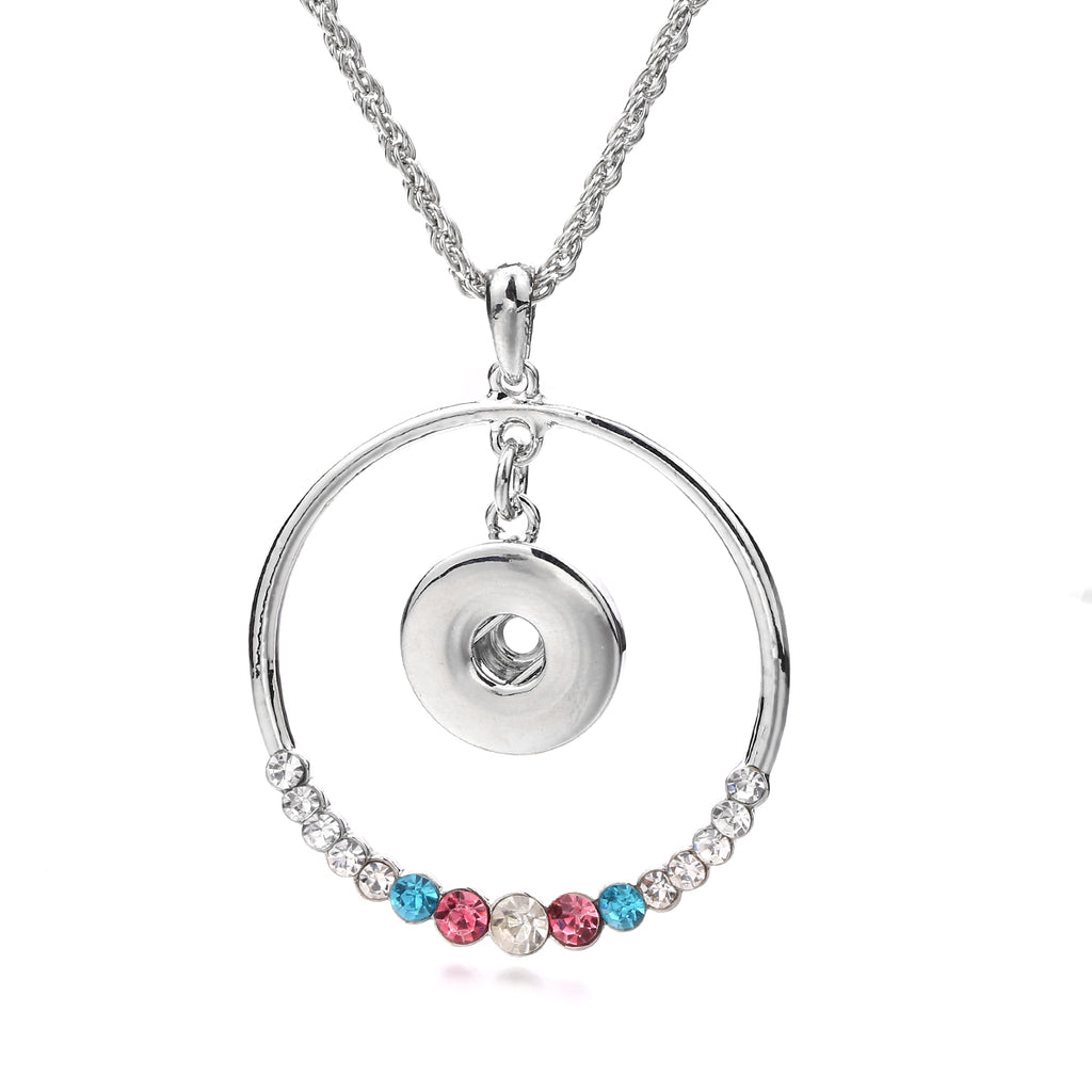 18mm Colorful Rhinestone Snap Charm Necklace