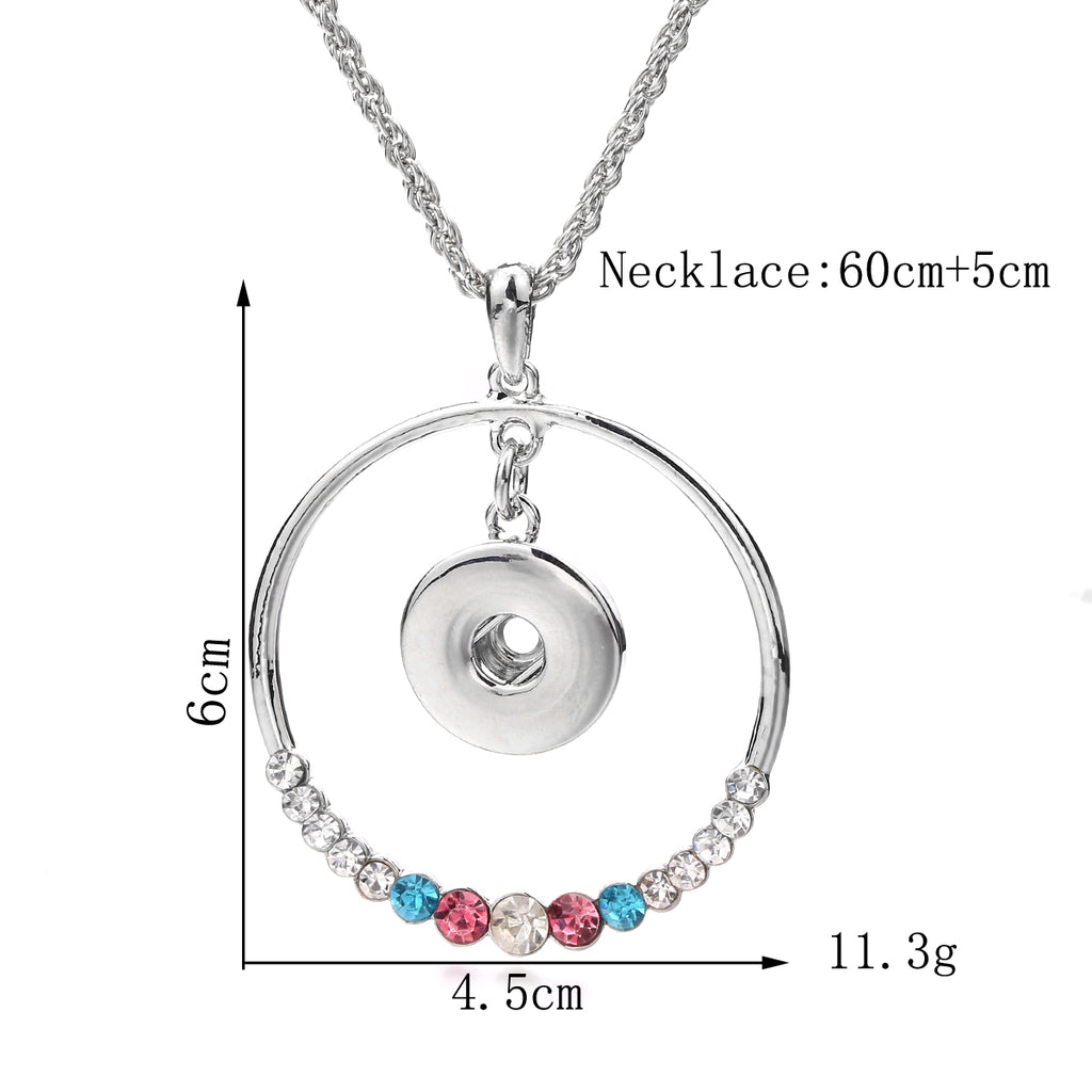 18mm Colorful Rhinestone Snap Charm Necklace