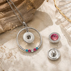 18mm Colorful Rhinestone Snap Charm Necklace