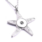 Glitter Rhinestone Starfish 18mm Snap charm Necklace Ocean Jewelry