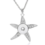 Glitter Rhinestone Starfish 18mm Snap charm Necklace Ocean Jewelry