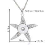 Glitter Rhinestone Starfish 18mm Snap charm Necklace Ocean Jewelry