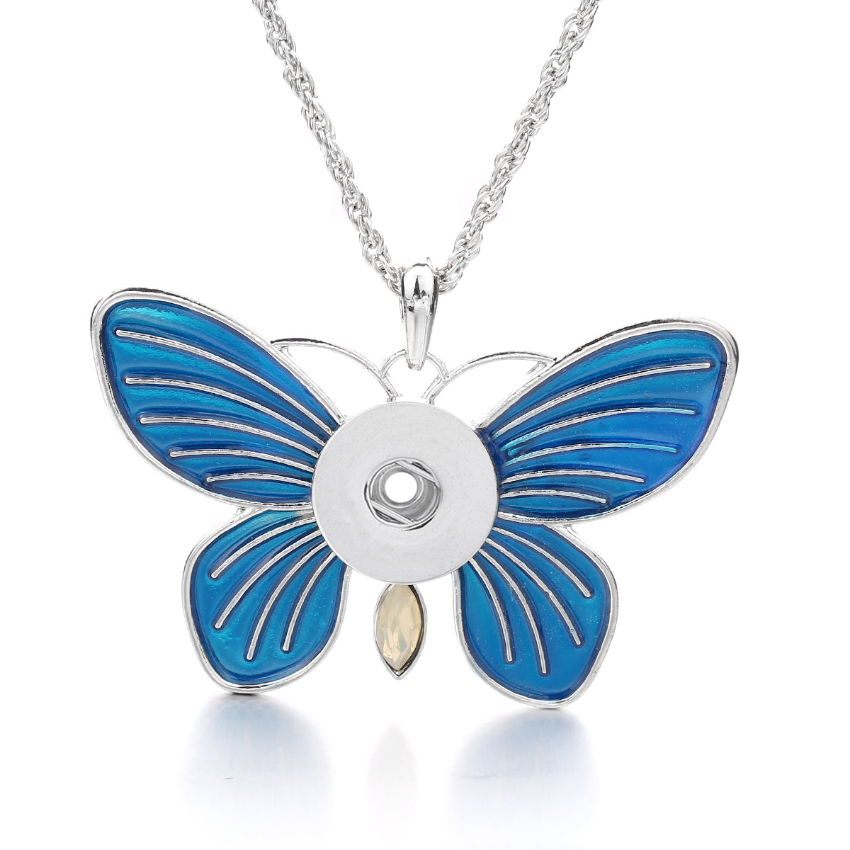 18mm Blue Butterfly Snap Charm Necklace