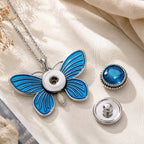 18mm Blue Butterfly Snap Charm Necklace