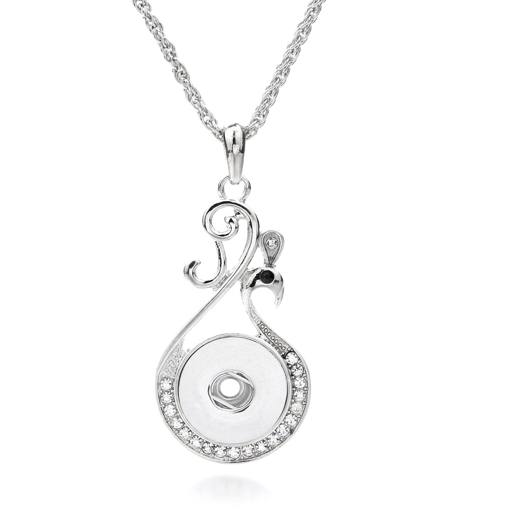 18mm Elegant Swan Snap Charm Necklace