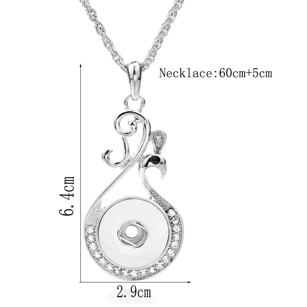 18mm Elegant Swan Snap Charm Necklace
