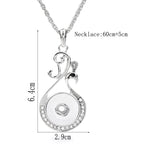 18mm Elegant Swan Snap Charm Necklace