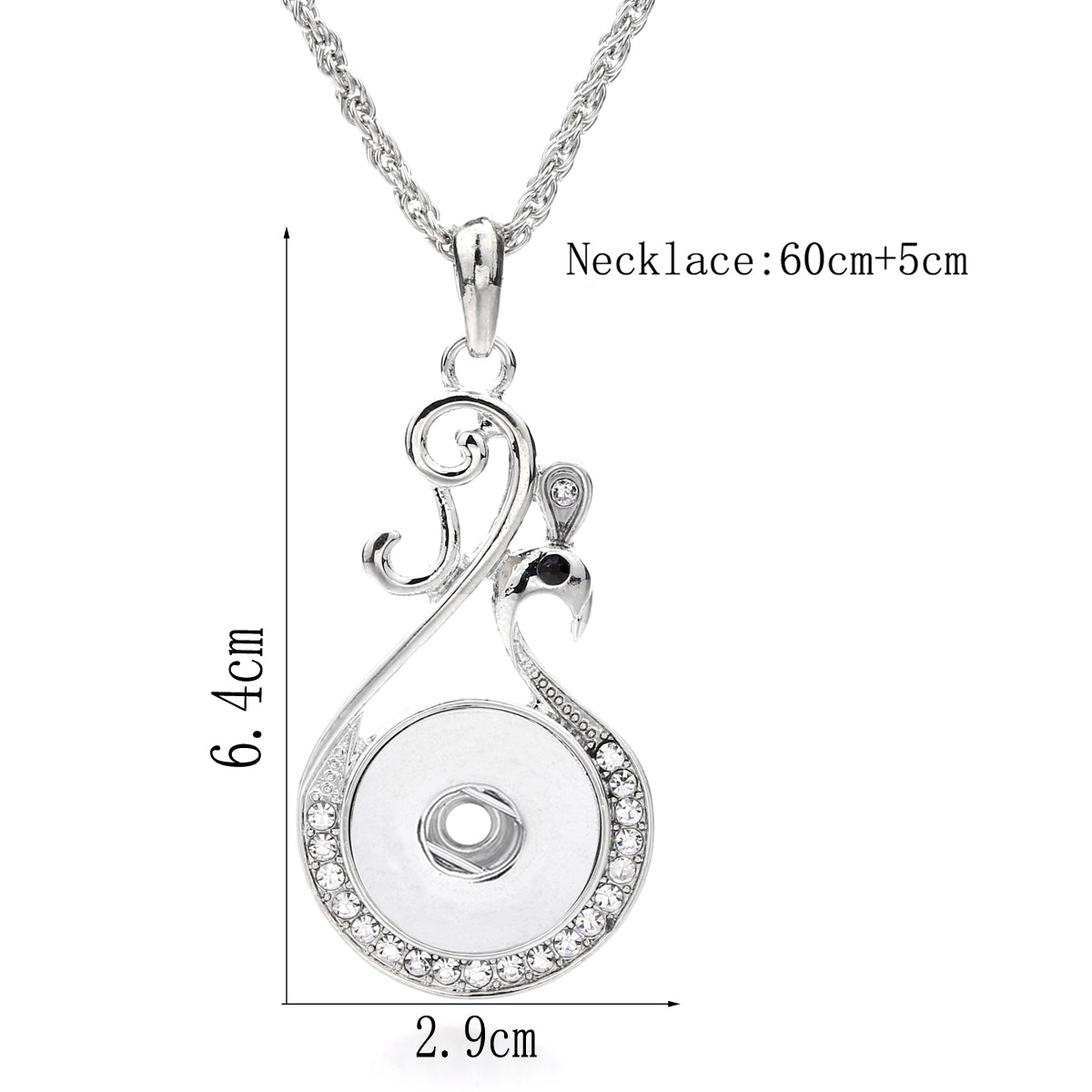 18mm Elegant Swan Snap Charm Necklace