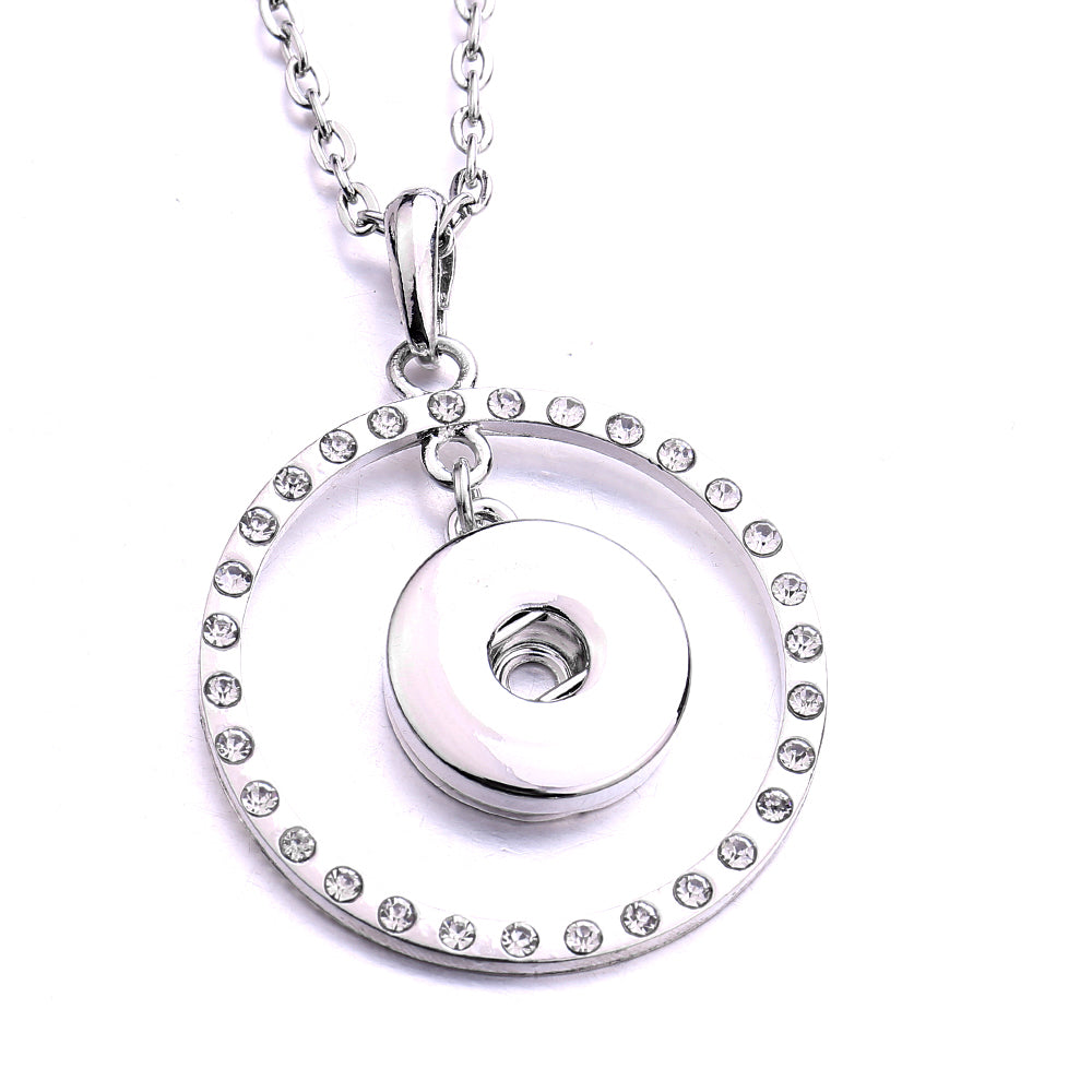18mm Rhinestone Circle Snap Charm Necklace