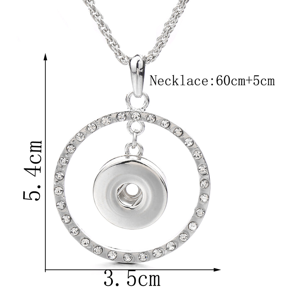 18mm Rhinestone Circle Snap Charm Necklace