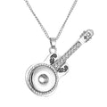 18mm Guitar Rhinestone Snap Charm Necklace