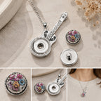 18mm Guitar Rhinestone Snap Charm Necklace