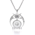 Hollow Rhinestone Owl 18mm Snap Pendant Necklace Animal Jewelry