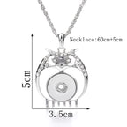 Hollow Rhinestone Owl 18mm Snap Pendant Necklace Animal Jewelry