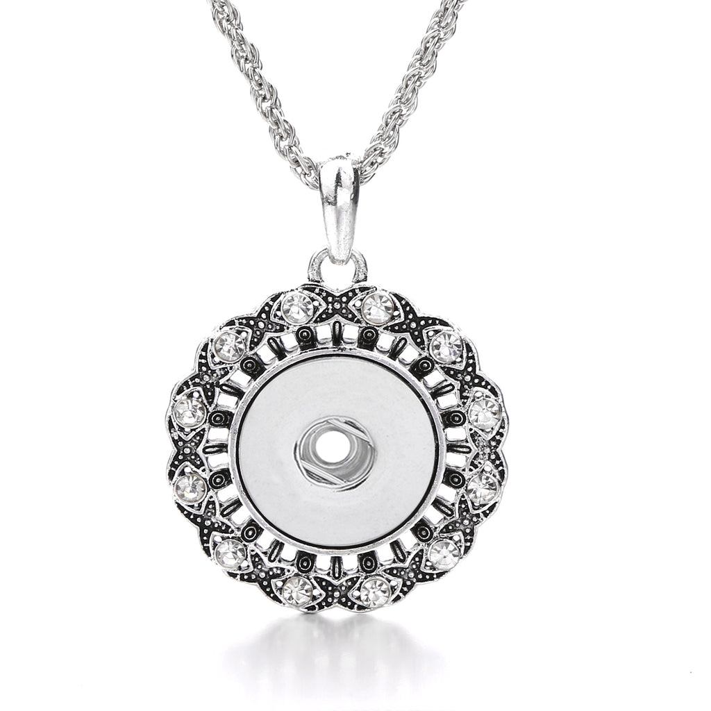 18mm Vintage Rhinestone Snap Charm Necklace