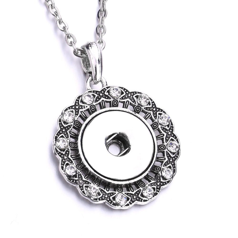 18mm Vintage Rhinestone Snap Charm Necklace