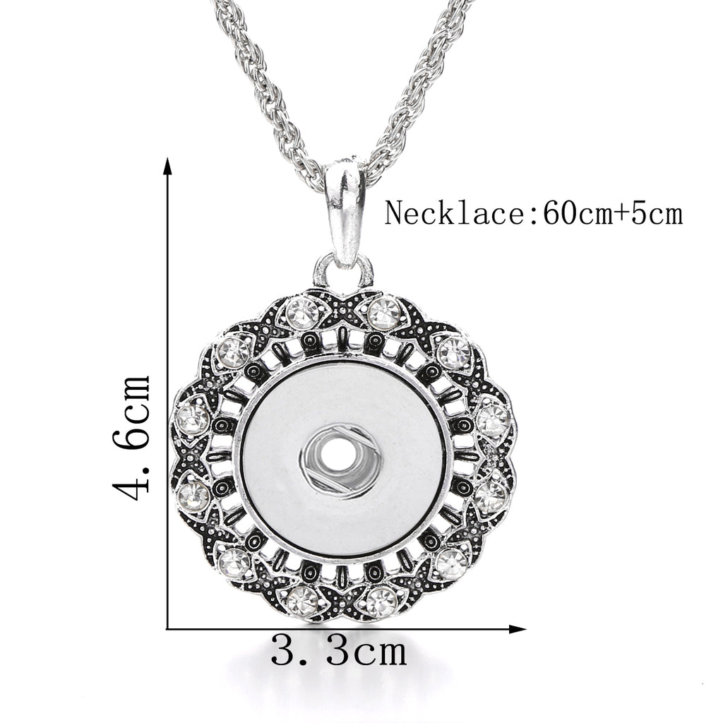 18mm Vintage Rhinestone Snap Charm Necklace
