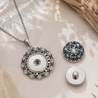 18mm Vintage Rhinestone Snap Charm Necklace