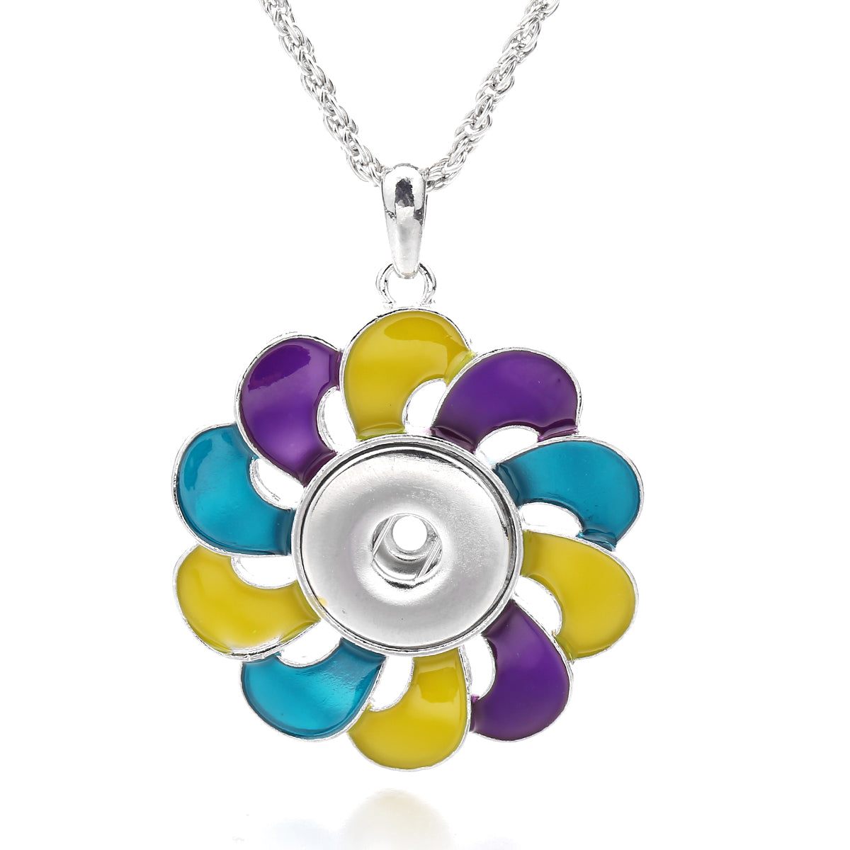 18mm Enamel Flower Snap Charm Necklace