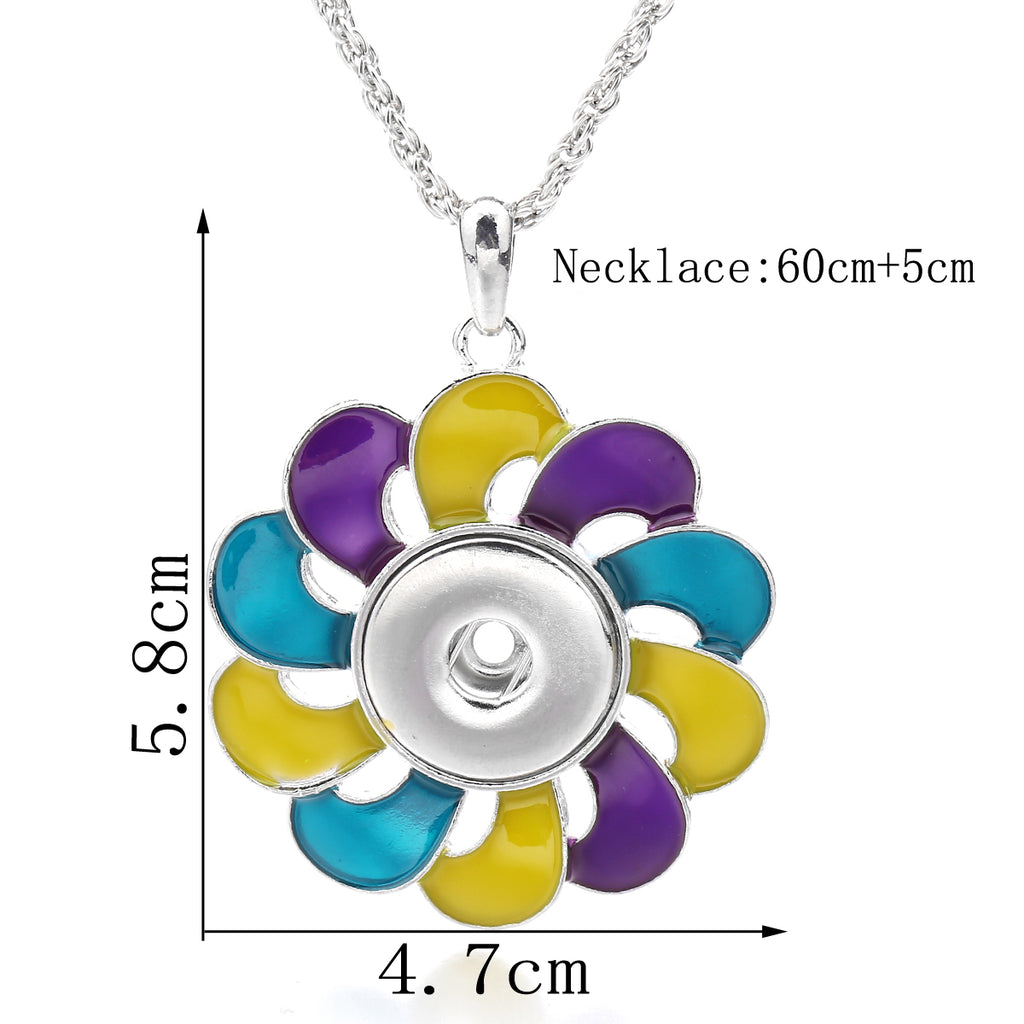 18mm Enamel Flower Snap Charm Necklace
