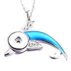 18mm Blue Dolphin Snap Charm Necklace