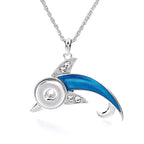 18mm Blue Dolphin Snap Charm Necklace