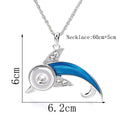 18mm Blue Dolphin Snap Charm Necklace