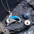 18mm Blue Dolphin Snap Charm Necklace