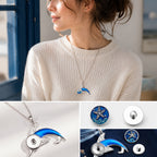 18mm Blue Dolphin Snap Charm Necklace